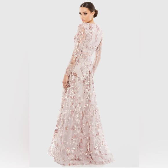 MAC DUGGAL 67869Pink Embellished V Neck Illusion Long...